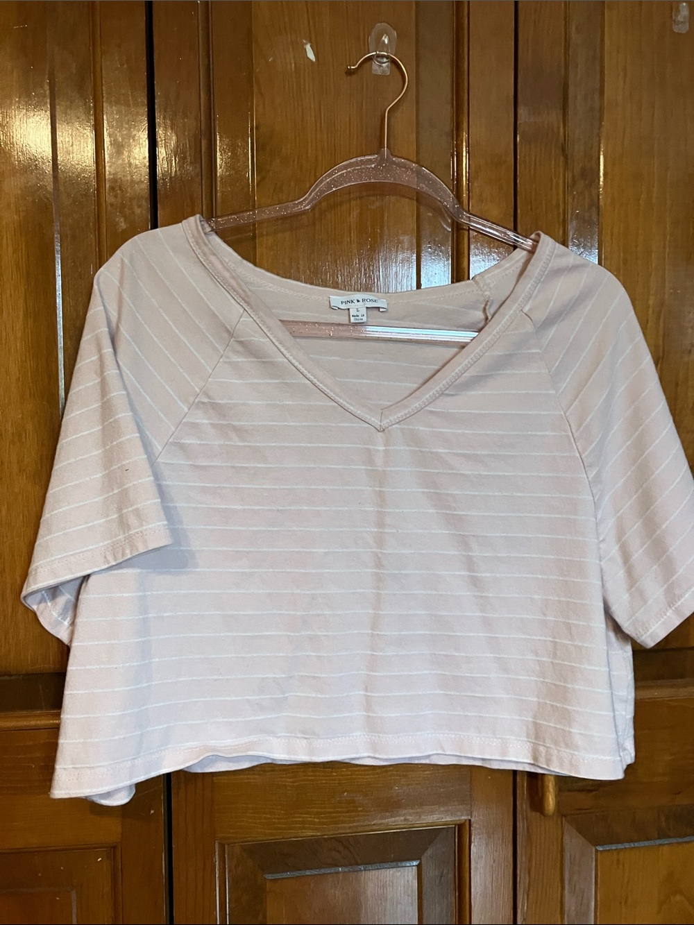 Pink Rose- Pale Pink Cropped Tee with A FREE bracelet & hair clip worn once